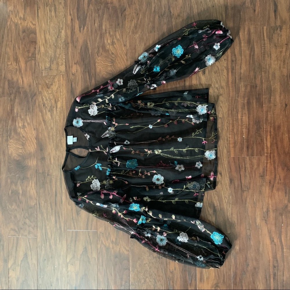 Mesh embroidered top